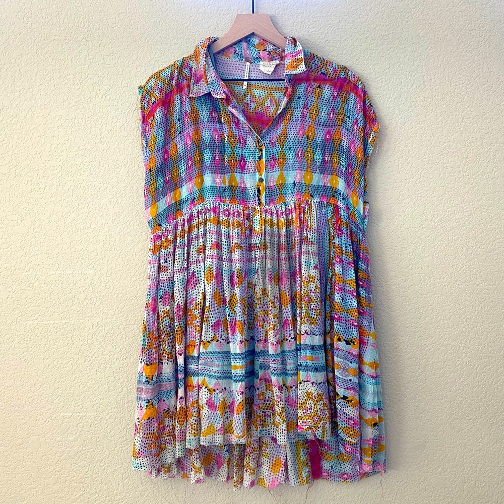 Free People High Low Mini Shirt Dress & Slip XS
